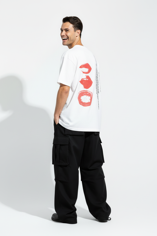 White Lips Tee - Smiling Model